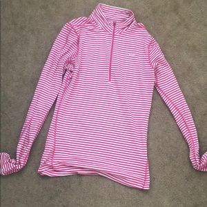 Pink and white striped Nike quarter-zip